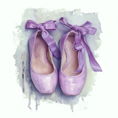 CISDKK Counted Cross Stitch Art,Embroidery kit,Purple Ballet Shoe,Ballerina Slippers Watercolor,Dance Printable,Dancer Themed Room,11CT,13.39 * 17.33 inch