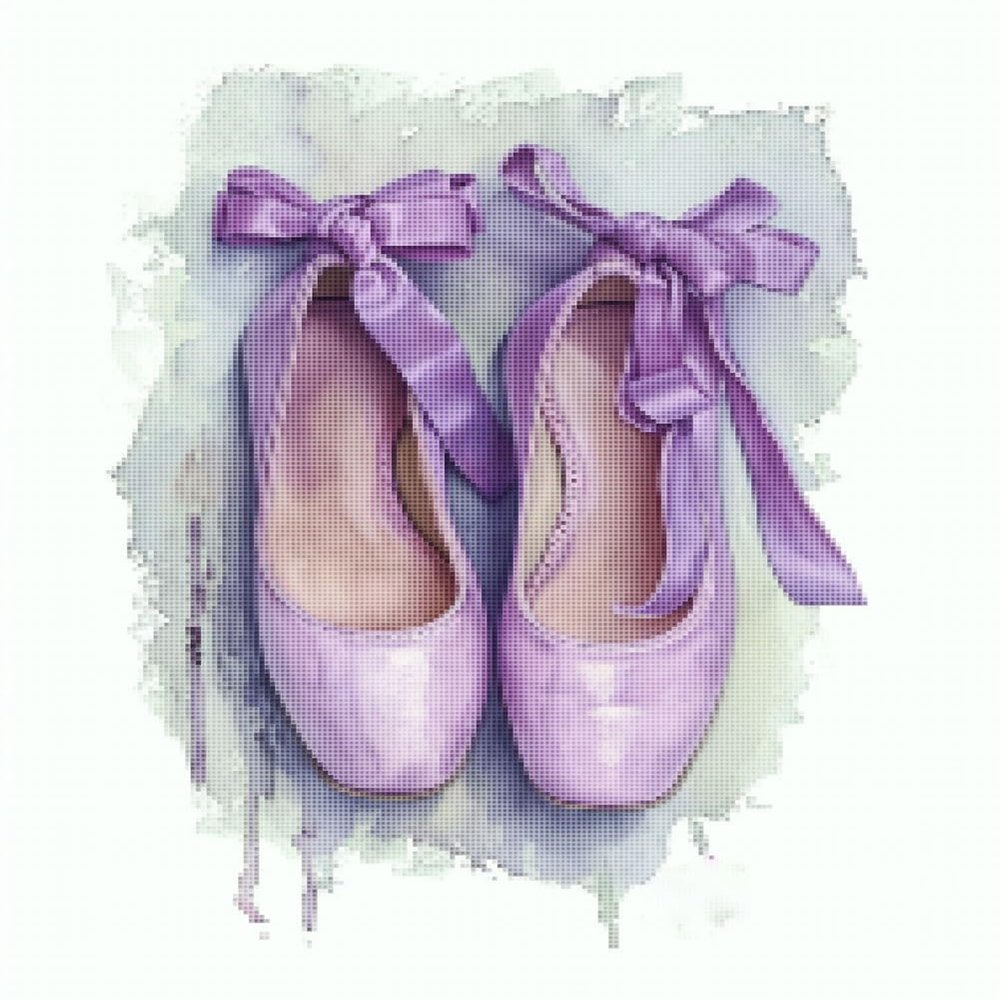 CISDKK Counted Cross Stitch Art,Embroidery kit,Purple Ballet Shoe,Ballerina Slippers Watercolor,Dance Printable,Dancer Themed Room,11CT,13.39 * 17.33 inch