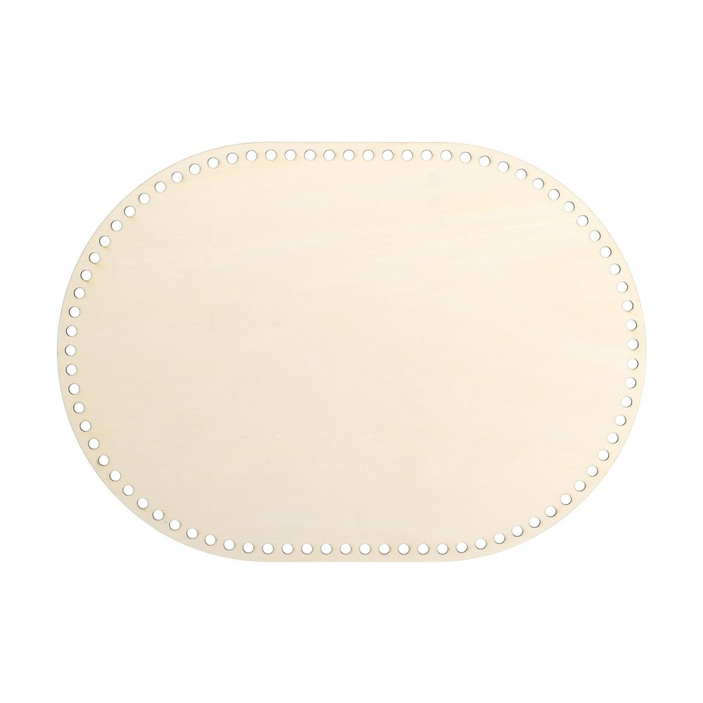PATIKIL Basket Wood Bottom 14" x 10", Oval Natural Wood Base Crochet Bags Shaper for DIY Basket Bag Craft Knitting Making Weaving Supplies, Wooden (Hole: 4mm)