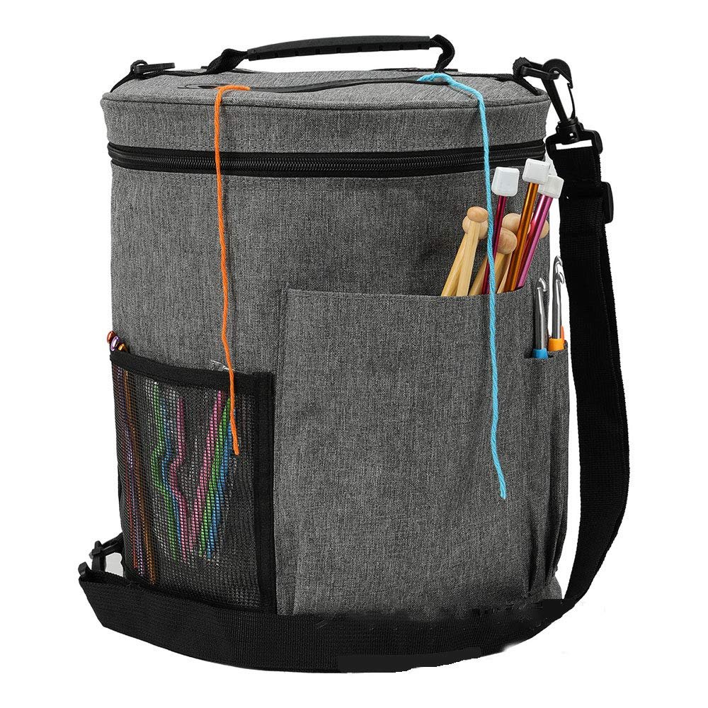 SagaSave Crochet Bag and Tote - Oxford Cloth Yarn Bag - Yarn Holder for Crocheting - Crochet Storage Bag for Crochet Hooks, Crochet Accessories, Knitting Bag for Crochet Lovers(Purple)