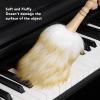 Cleaning Brush Duster, Multifunctional Solid Handle Lambswool Duster with Leather Strap for Piano Ceiling Fans Window Blinds Computer Furniture (Short Handle) view 4