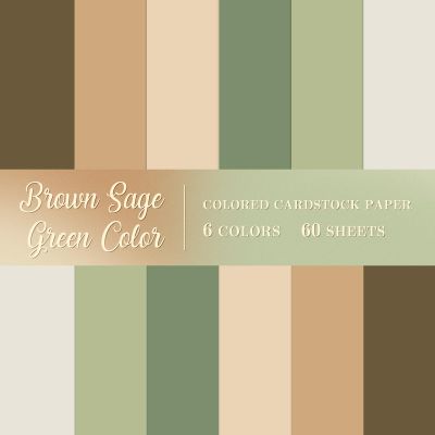 60 Sheet 8.5 x 11 Inch Brown Sage Green Colored Card Stock Paper Gradient Thick Paper Cards Colored Scrapbook Papers for Prints DIY Arts Crafts School Office Home Supplies, 65lb