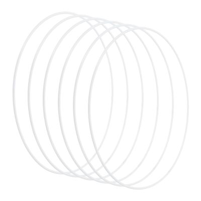 PATIKIL 8 Inch Round Dream Catcher Rings, 6 Pcs Metal Christmas Macrame Wreath Floral Ring Hoop for Home DIY Craft Wedding Wall Hanging Decorations, White