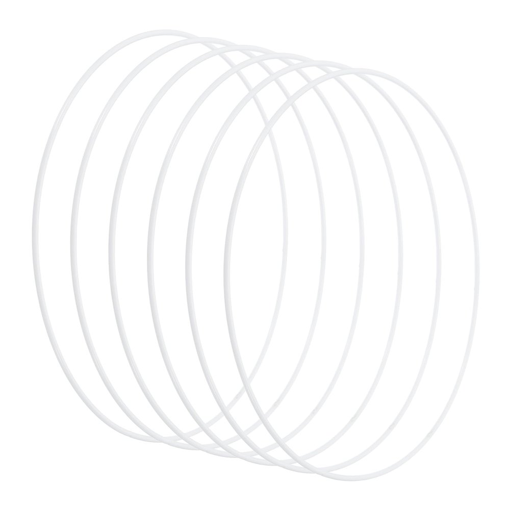 PATIKIL 8 Inch Round Dream Catcher Rings, 6 Pcs Metal Christmas Macrame Wreath Floral Ring Hoop for Home DIY Craft Wedding Wall Hanging Decorations, White