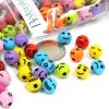 100 Assorted Opaque Color 8mm Round Smiley, Sad, Happy, Mad Emotion Face Plastic Expression Beads view 2