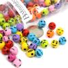 100 Assorted Opaque Color 8mm Round Smiley, Sad, Happy, Mad Emotion Face Plastic Expression Beads view 3