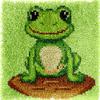 Cartoon Cute Green Frog Latch Hook Kits Mini Rug DIY Handmade Crochet Yarn Needlework Hook and Latch Kit Printed Canvas Carpet Cushion Cover Home Christmas Decoration 30x30cm view 1