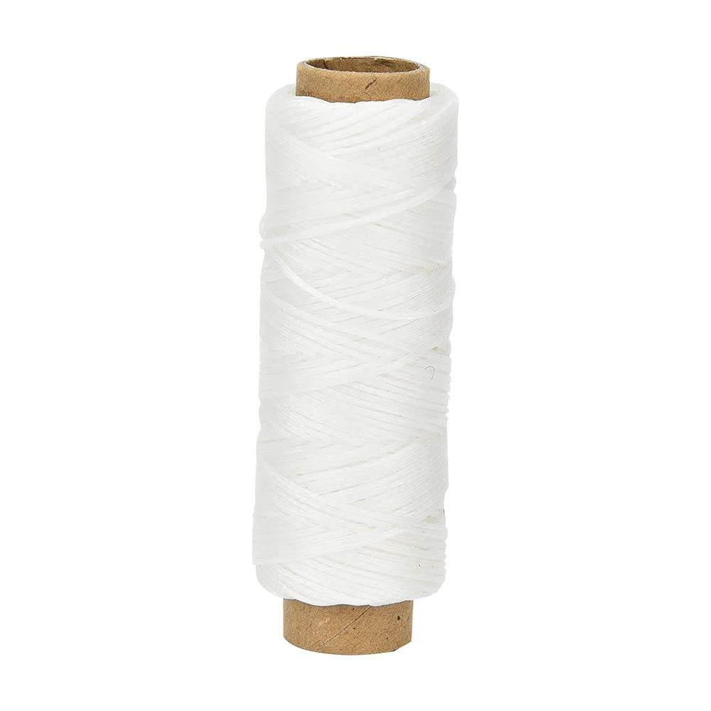 50 Meters,Roll 150D,16 Leather Stitching Sewing, Leather Sewing Stitching Flat Waxed Thread String Cord, Waxed Thread, Hand Stitching Waxed Thread (White)