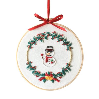 Chenflying 1/3 Sets Embroidery Starter Kits with Christmas Pattern, Cross Stitch Kit for Beginners Adults, Living Room Bedroom DIY Decorations Craft Gifts (Snowman)