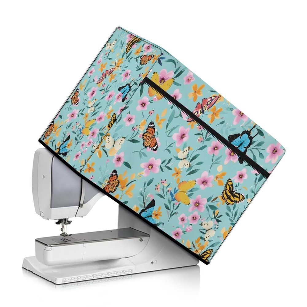 Oamsistay Butterfly Sewing Machine Dust Cover Floral Small Appliance Protective Cover Compatible with Most Standard Sewing Machines Accessories Holiday Gifts for Family
