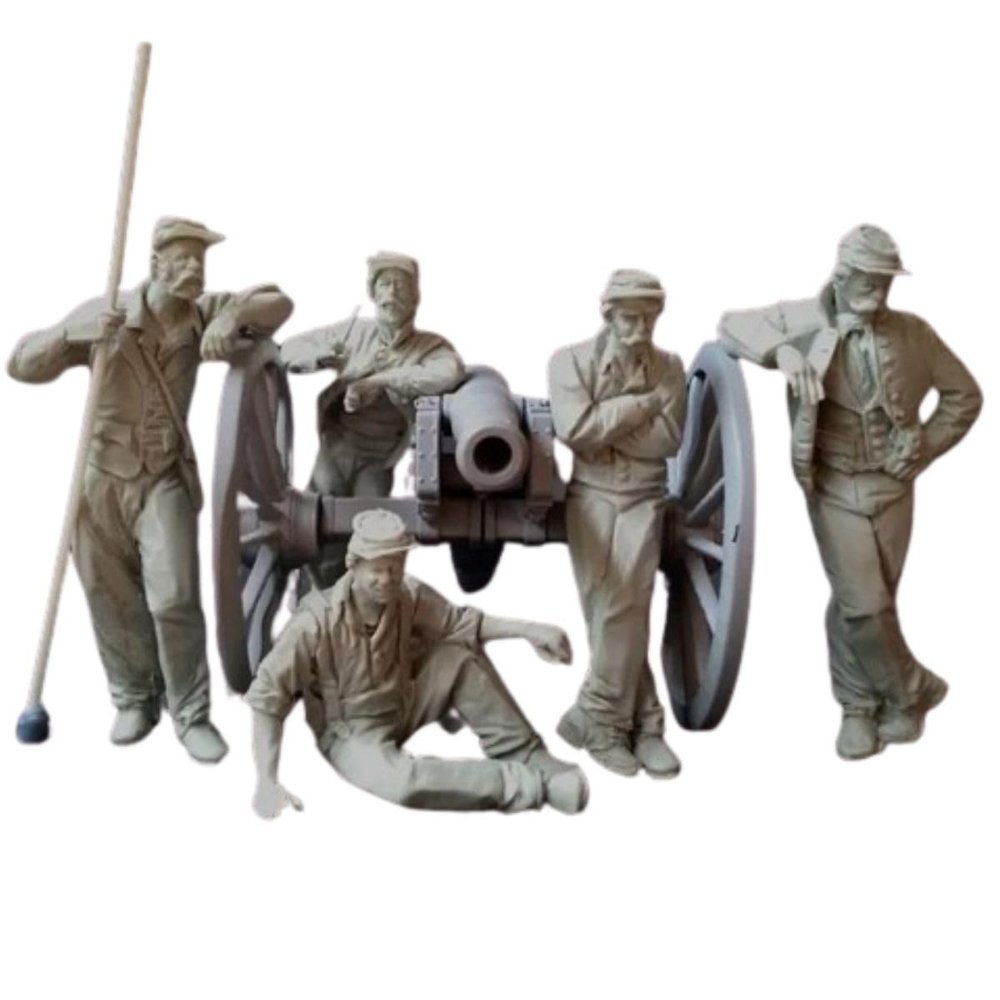 1/24 Scale Resin Model Kit Artillery Crew Figures with Cannon, Unassembled and Unpainted, Military War Die Casting, Builing Model Kit Toys