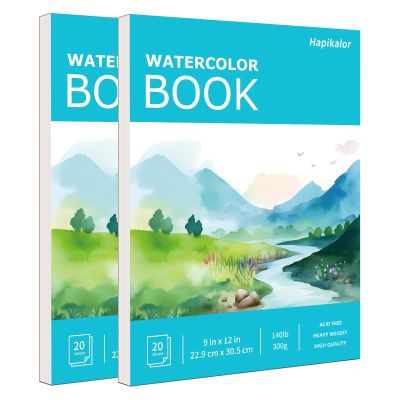 Hapikalor 2-Pack 9"x12"Watercolor Paper Pad, Teacher Classroom Must Have, Art Watercolor Paper, Arts & Crafts, Watercolor Pad for Finger Paint, Watercolor Pens, Teal