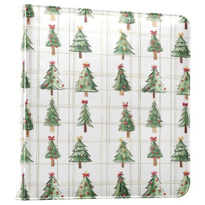 ALAZA Christmas Trees and Plaid Photo Album Self Adhesive Scrapbook Album PU Leather Cover 3 Ring Binders Photo Book for Wedding Family Travel Memory