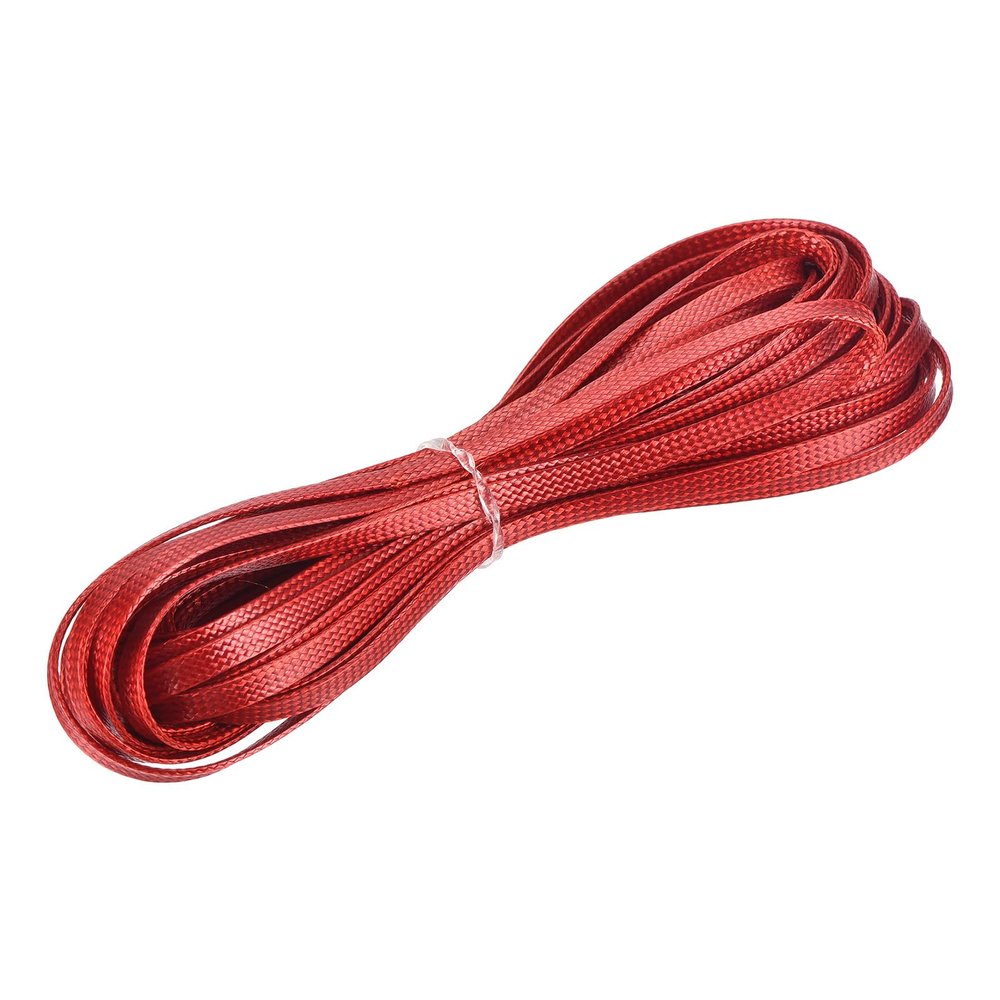 MECCANIXITY Flat Waxed Threads,5 Yard 4mm Leather Sewing Thread Polyester Waxed String for Hand Sewing Weaving Bracelet Necklace DIY Craft, Red