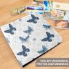 ALAZA Blue Butterfly and Snowflakes Photo Album Self Adhesive Scrapbook Album PU Leather Cover 3 Ring Binders Photo Book for Wedding Family Travel Memory view 4