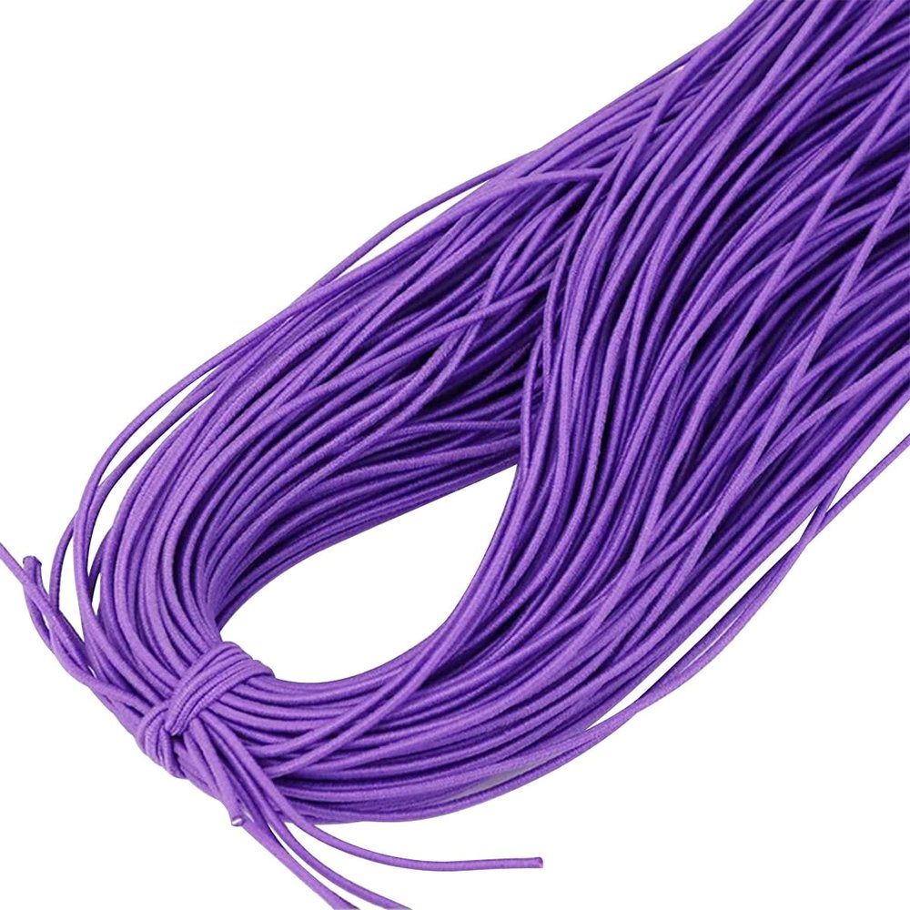 Gumney 5 Yards Stretchy Elastic Thread, 2mm Round Sturdy Elastic Handmade Cord Elastic Band for DIY Jewelry Making Beading Sewing Crafting Accessories(Purple)