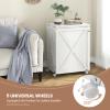 Giantex Folding Sewing Table - Farmhouse Sewing Machine Cabinet with Barn Door, 18 Pegs, 2 Storage Trays, Craft Station Side Desk Cart on Lockable Wheels (White, 46''L x 16''W x 30''H) view 4