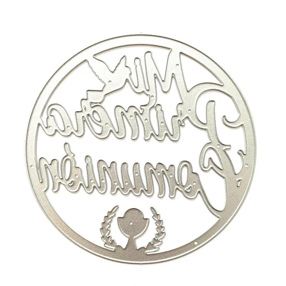 Die Cuts for Card Making Supplies,9.7x9.7cm Spanish Word Pray Circle Decoration Metal Cutting Dies Scrapbook Paper Cards Embossing Craft
