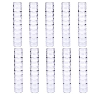 BAOFALI 100 PCS Stackable Plastic Containers, Clear Storage Box Round Organizer Jars for Beads, Buttons, DIY Art CraftJewelry Nail Accessory (919x3.5cm/ 7.5X.5inch)