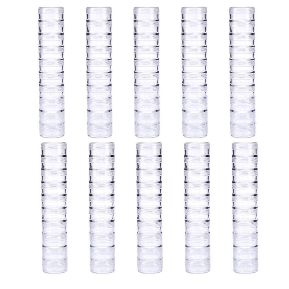BAOFALI 100 PCS Stackable Plastic Containers, Clear Storage Box Round Organizer Jars for Beads, Buttons, DIY Art CraftJewelry Nail Accessory (919x3.5cm/ 7.5X.5inch)