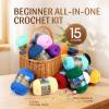 LIHAO 15 Skeins Acrylic Yarn for Crocheting Beginners Crochet Kit with 2.5mm Hook, 2625 Yards Bulk Anti-Splitting Yarn Bundles for Amigurumi, Granny Squares and DIY Crafting view 3