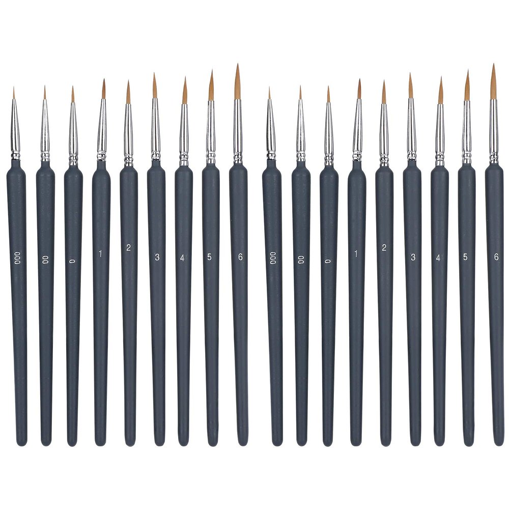 9Pcs Set Wolf Hair Watercolor Hook Line Pen Brush for Oil Painting Gouache Art Acrylic with Aluminum Tube Birch Pole Brush for Nail Art Craft