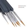 9Pcs Set Wolf Hair Watercolor Hook Line Pen Brush for Oil Painting Gouache Art Acrylic with Aluminum Tube Birch Pole Brush for Nail Art Craft view 2