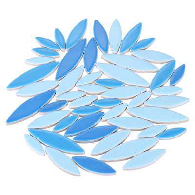 uxcell Ceramic Mosaic Tile, About 200g Teardrop Leaf Tile Mosaic Block for Handicrafts Artwork, Blue/Sky Blue