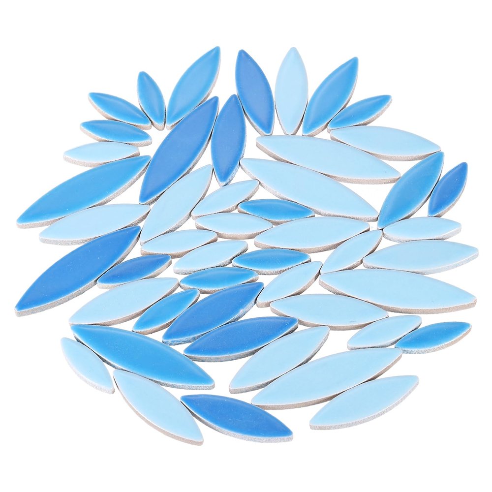 uxcell Ceramic Mosaic Tile, About 200g Teardrop Leaf Tile Mosaic Block for Handicrafts Artwork, Blue/Sky Blue