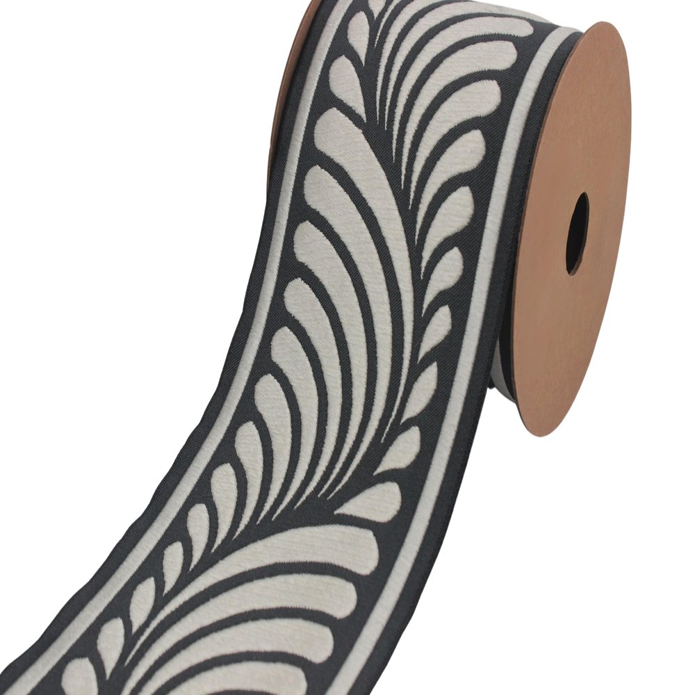 3.8 Yards Spool 3.9" Width Dark Gray & Cream Drop Drapery Trim Jacquard Ribbon for Your Drapes Curtains Drapery Banding Trim Tape V5 210