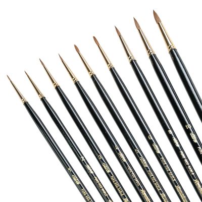 Silver Brush Limited RN-7171 Renaissance Must Have Rounds, 9pc Premium Long Handle Round Red Sable Brushes Bundle for Oil, Acrylic, Gouache, Watercolor, & Acrylic, Sizes 1, 2, 3, 4, 5, 6, 8, 10, & 12