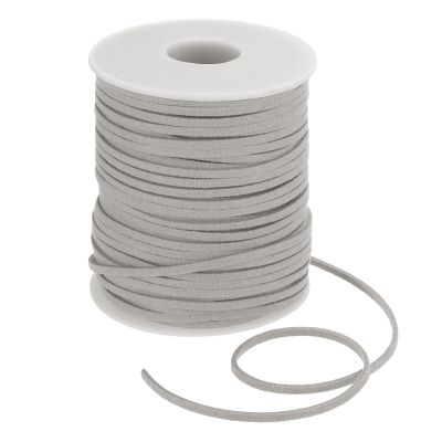 DMiotech Faux Suede Leather Cord 2.6mm x 50 Yards Flat Leather String Thin Leather Strip Lace for Necklace Bracelet Beading Jewelry Making Arts Crafts (Light Gray, 45m)