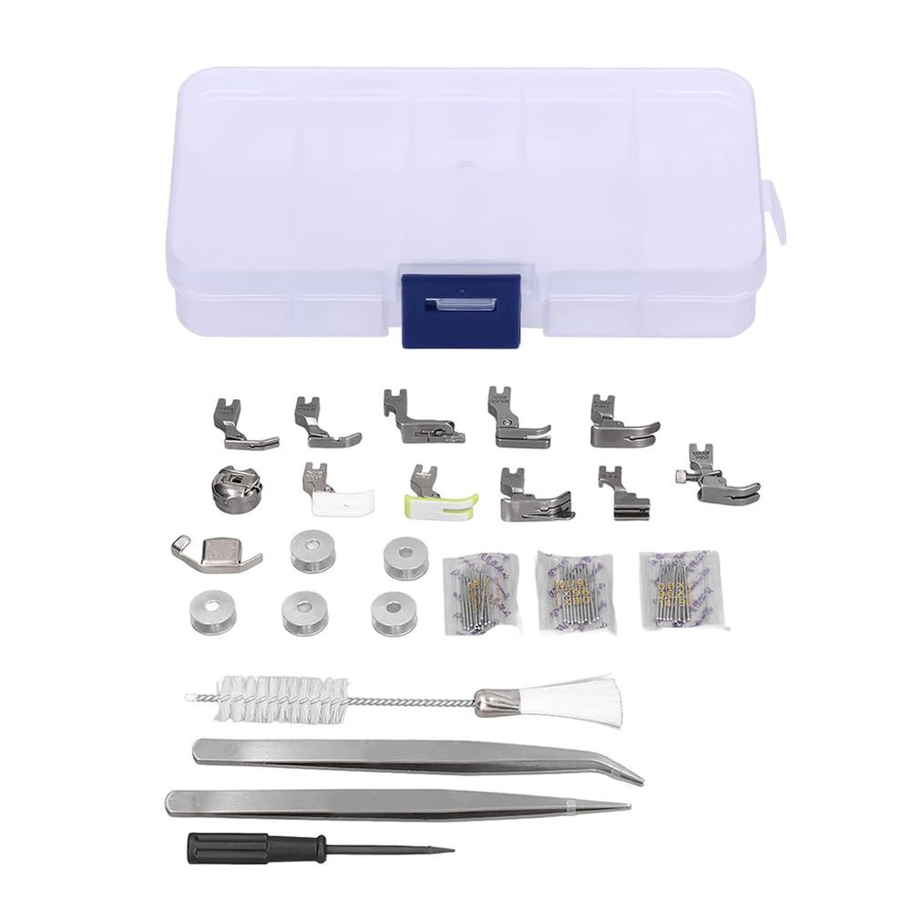 Leopacat Presser Foot Sewing Machine Feet Kit, Set Professional Stainless Material Steel Suitable for Most Machines Multiple in One Universal Snap On Low Shank Kit Accessories