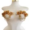 Akiko.CC 3D Three-Dimensional Flower Rhinestone Applique Sewing Shining Beads Stones Trim Crystal Fringe Patches for Dress Bridal DIY Crafts 2pcs/Set 5.5X6.8inches (Champagne) view 1