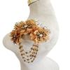 Akiko.CC 3D Three-Dimensional Flower Rhinestone Applique Sewing Shining Beads Stones Trim Crystal Fringe Patches for Dress Bridal DIY Crafts 2pcs/Set 5.5X6.8inches (Champagne) view 2