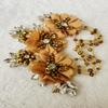 Akiko.CC 3D Three-Dimensional Flower Rhinestone Applique Sewing Shining Beads Stones Trim Crystal Fringe Patches for Dress Bridal DIY Crafts 2pcs/Set 5.5X6.8inches (Champagne) view 3