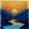 River Winds Through Mountains in Warm Glow Latch Hook Kits Rug Crochet Yarn Pre-Printed Cushion Embroidery Needlework Carpet Cover DIY Hook and Latch Kit Tapestry Christmas Decor 40x60cm(12) view 1