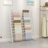 Crafts Ribbon Holder Organizer Rack Scarf Display Stand - Metal Hijab Hangers, Floor Standing Suit Pants Rack, Modern Commercial Silk Scarf Blanket Rack, Clothing Display Racks for Retail Stores(White view 4