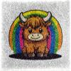DIY Latch Hook Kits Rug Cartoon Cute Highland Cow and Rainbow Crochet Yarn Pre-Printed Cushion Embroidery Needlework Carpet Cover DIY Hook and Latch Kit Tapestry Christmas Decor 38x52cm(4) view 1