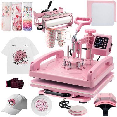Hitgrand Heat Press 15x15 inch, Heat Press Machine for T-Shirts, 5 in 1 Heat Press Machine with 30 OZ Tumbler Press, Combo Tumbler Heat Press Sublimation for Hat Cap Mug Plate