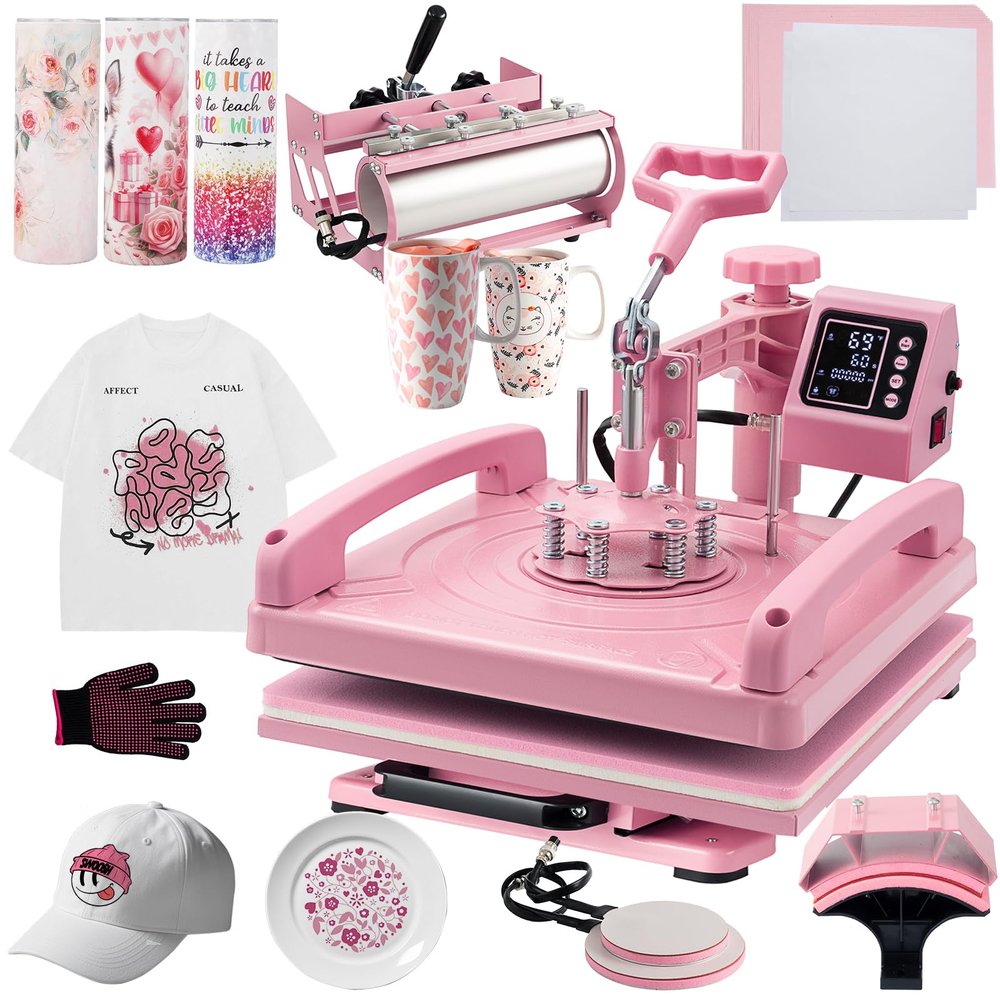 Hitgrand Heat Press 15x15 inch, Heat Press Machine for T-Shirts, 5 in 1 Heat Press Machine with 30 OZ Tumbler Press, Combo Tumbler Heat Press Sublimation for Hat Cap Mug Plate