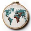 World Map Cross Stitch Kits with Hoop Easy Pattern Stamped Cross-Stitch Supplies Needlework DIY 11CT 2 Strands Cotton Thread Printed DIY Needlepoint Kits 3535cm (zw232) view 1