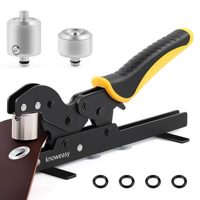 Knoweasy Grommet Tool Kit: 3/8 Inch Handheld Plier with 1/4 Inch Interchangeable Die, Versatile 10mm and 6mm Punch Eyelet Tools for Fabric, Tarps, Leather