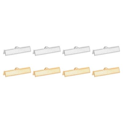 uxcell 50Pcs 30mm Ribbon Crimp Clamp Ends, Bookmark Pinch Crimp Ends, Fasteners Clasp Crimp Ends for Bracelet Necklace Jewelry Making, 2 Colors