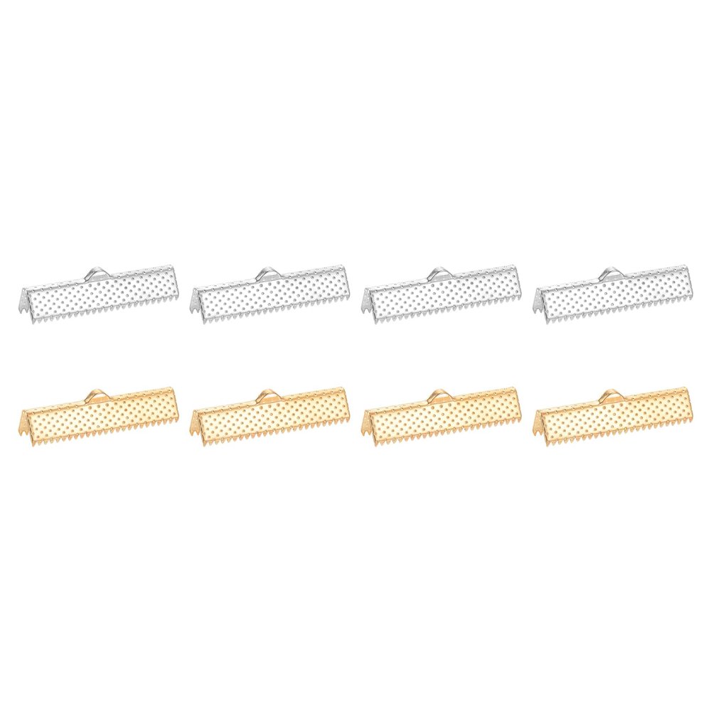 uxcell 50Pcs 30mm Ribbon Crimp Clamp Ends, Bookmark Pinch Crimp Ends, Fasteners Clasp Crimp Ends for Bracelet Necklace Jewelry Making, 2 Colors