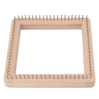 SALALIS Mini Knitting Loom, Square Knitting Tool with Hooks Wooden Crochet Board Square Knitting Board for Weaving Mat Hairband Blanket Sock Making Cushions (Large)