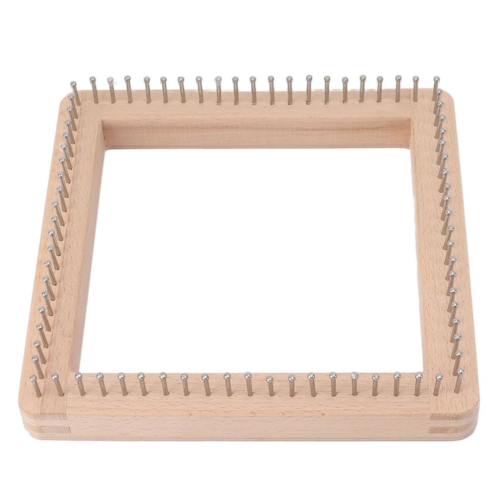 SALALIS Mini Knitting Loom, Square Knitting Tool with Hooks Wooden Crochet Board Square Knitting Board for Weaving Mat Hairband Blanket Sock Making Cushions (Large)