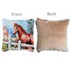 DIY Latch Hook Kits Pillow A Brown Horse Standby Fense Crochet Yarn Pre-Printed Pillowcase Needlework Hook and Latch Kit Pillowslip Cushion Home Sofa Decoration 43x43cm view 3