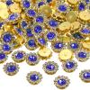 PATIKIL 12 mm Flower Claw Sew on Pearls Rhinestones,100Pcs Crystals Glass Metal Base Flower Claw Gems Crystals for DIY Crafts Shoes Dress Clothes Earring Belt Sewing Accessories,Dark Blue view 1