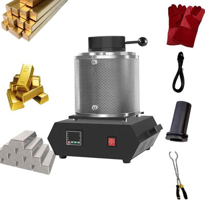 KJLYLPP 1100 Gold Melting Furnace, 2.2/4.4/6.6lbs Automatic Digital Electric Casting Furnace with Graphite Crucible, 1600W Smelter Kiln Kit for Gold, Silver, Aluminum (2.2lbs)